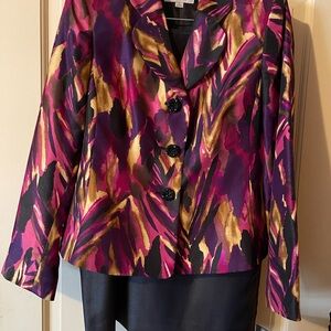 Le Suit Pink and Purple Blazer with Abstract Pattern
